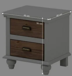 Landhaus Nachtkommode in Holz Braun und Grau - Veproma