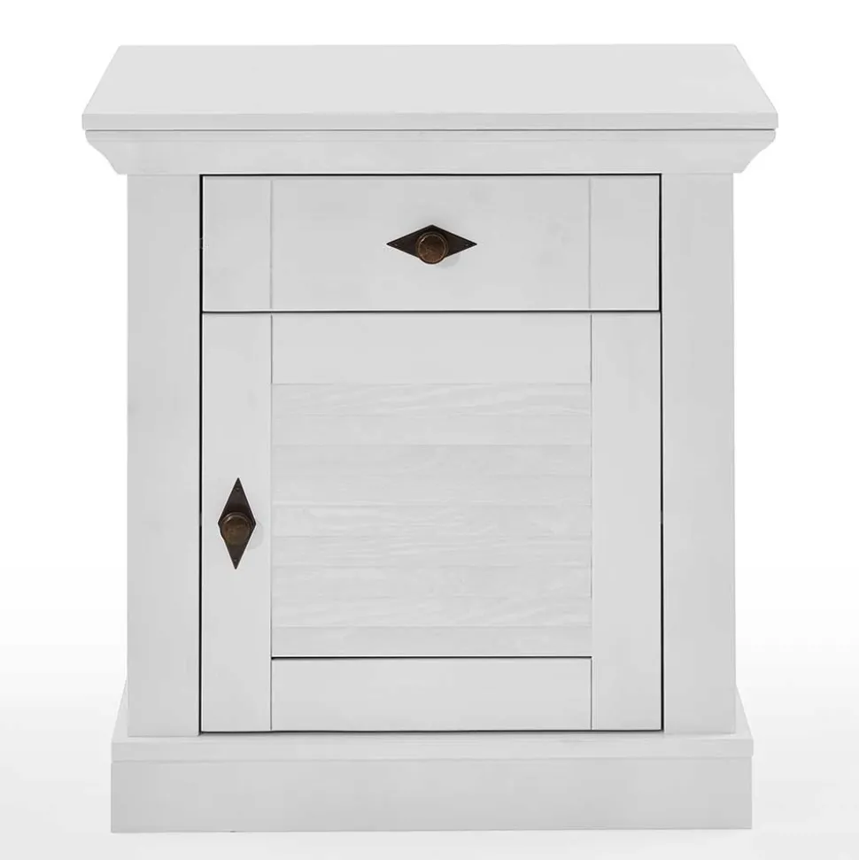 Landhaus Nachtschrank in Weiß - Mira
