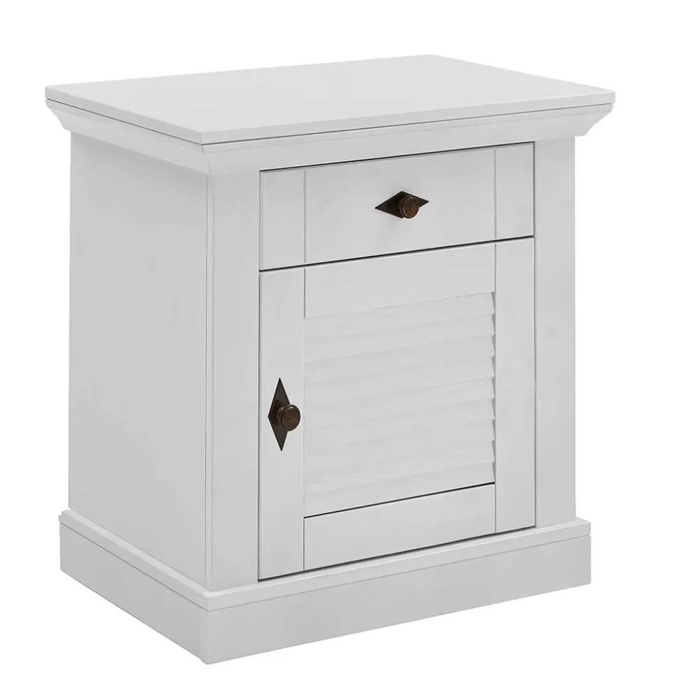 Landhaus Nachtschrank in Weiß - Mira