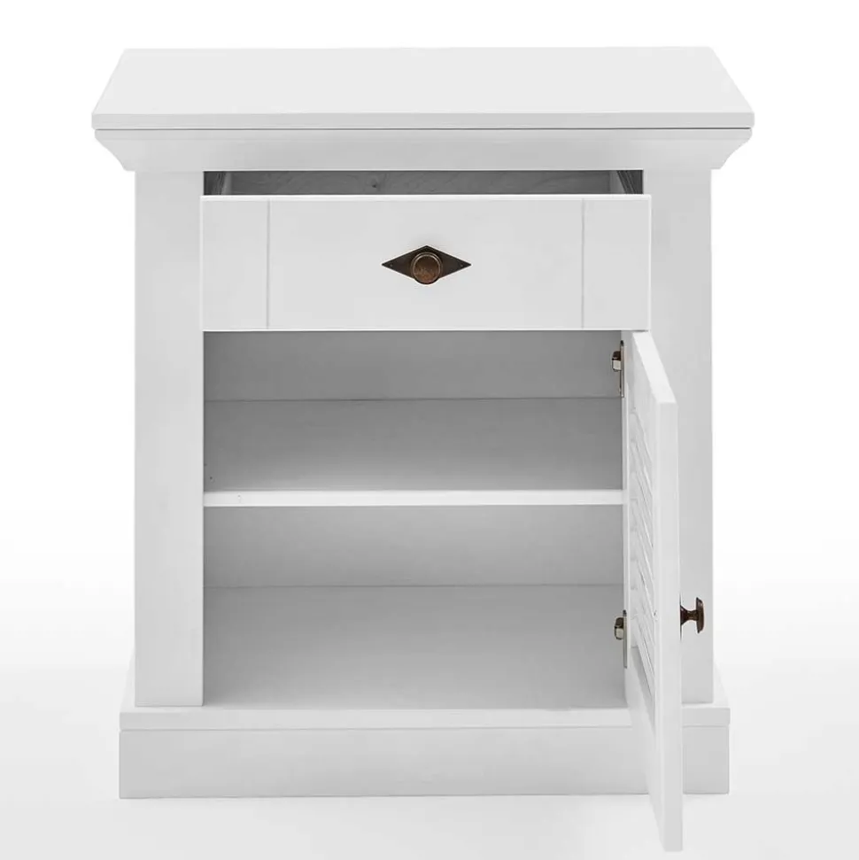 Landhaus Nachtschrank in Weiß - Mira