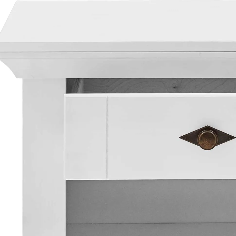 Landhaus Nachtschrank in Weiß - Mira