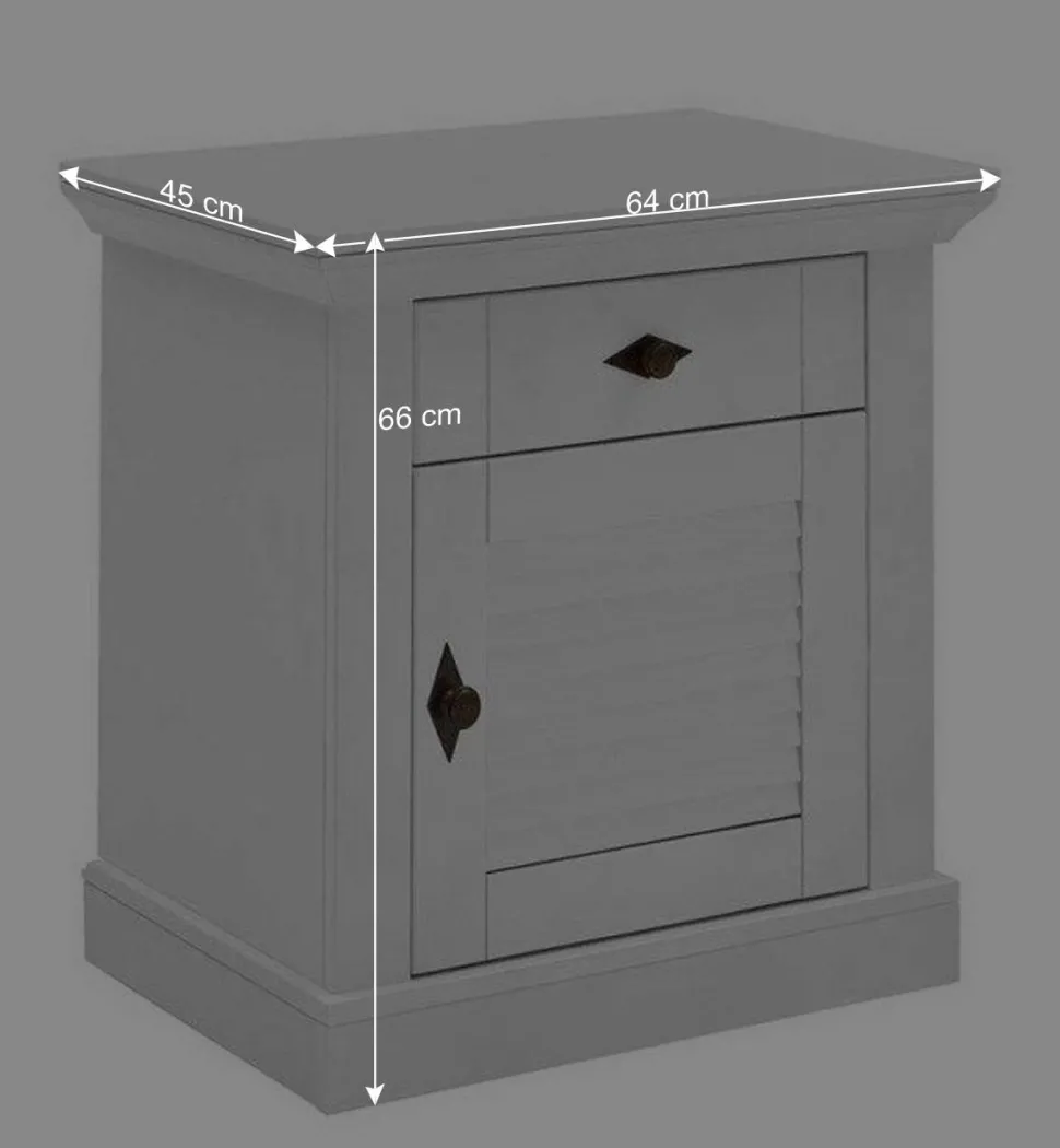 Landhaus Nachtschrank in Weiß - Mira