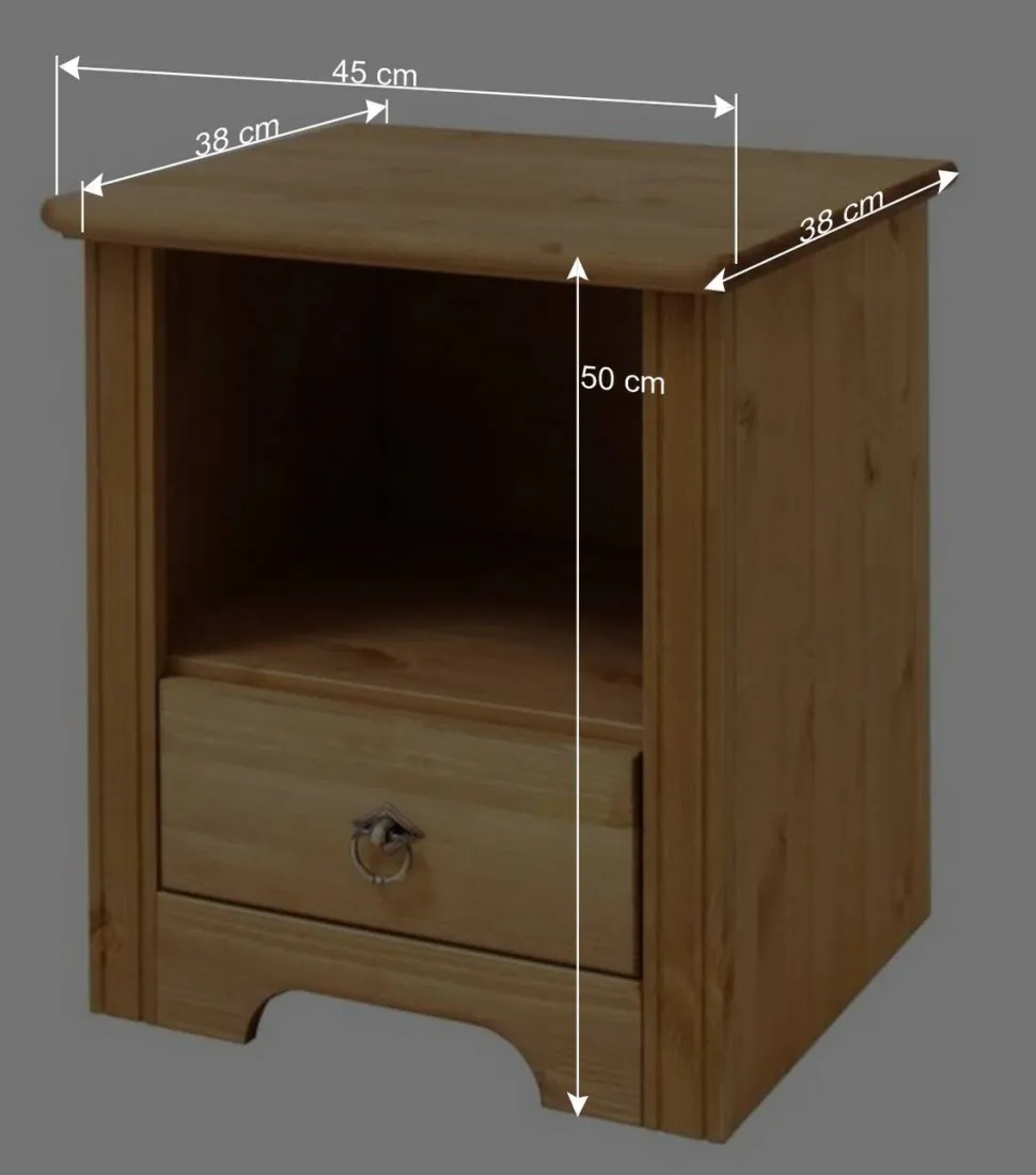 Landhaus Nachtschrank mit Ablagefach - Imressa