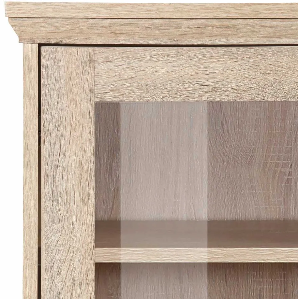 Landhaus Optik Highboard mit 2 Glastüren - Rienva