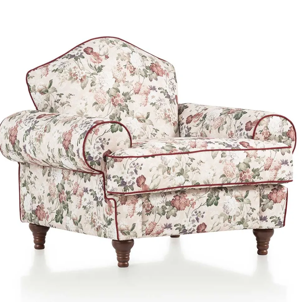 Landhaus Polstersessel mit Vintage Blumen Flair - Baonga