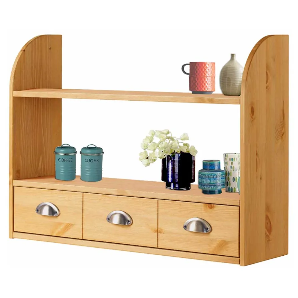 Landhaus Regal mit 2 Ablagen & 3 Schubladen - Zimoni