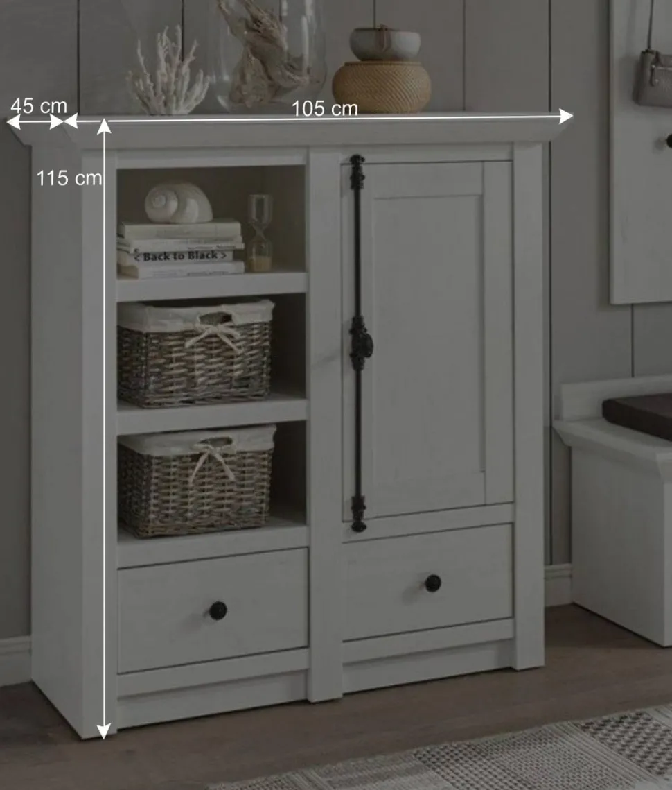 Landhaus Schrank in Weiß Touchwood - Chelles