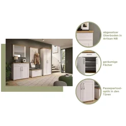 Landhaus Schuhkommode in Holzoptik Lärche Weiß - Tocella