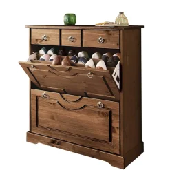 Landhaus Schuhkommode in Dunkelbraun - Yemisa