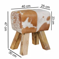 Landhaus Sitzhocker Darinca mit Ziegenfell und Holz