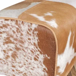 Landhaus Sitzhocker Darinca mit Ziegenfell und Holz