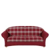 Landhaus Sofa in Rot mit Karomuster - Lyatea