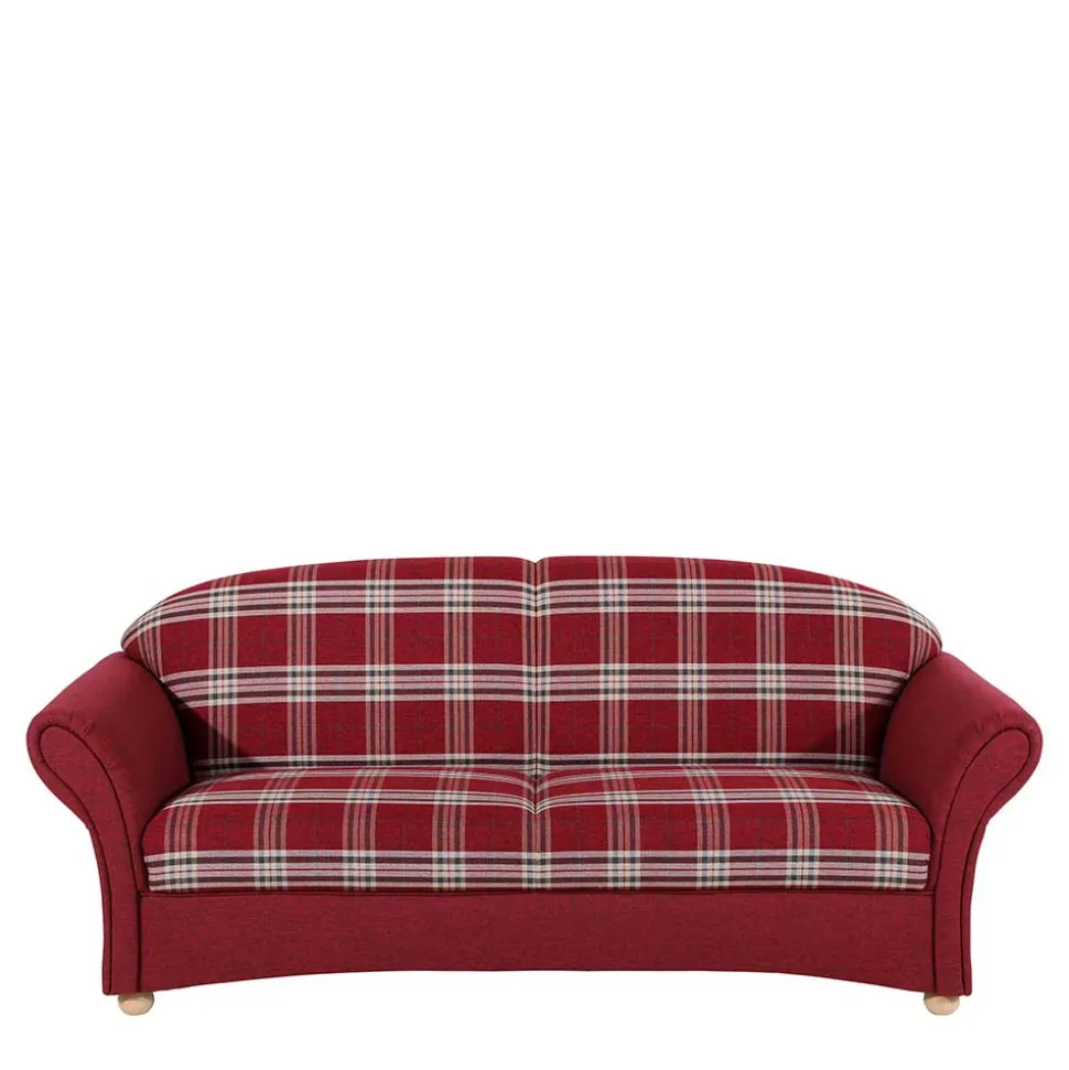 Landhaus Sofa in Rot mit Karomuster - Lyatea