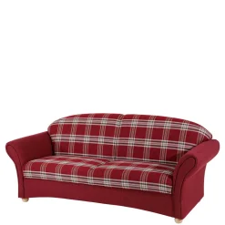 Landhaus Sofa in Rot mit Karomuster - Lyatea