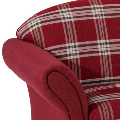 Landhaus Sofa in Rot mit Karomuster - Lyatea