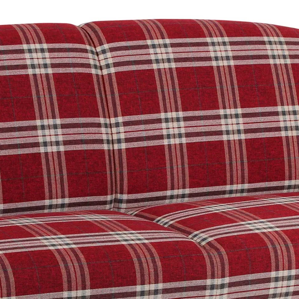 Landhaus Sofa in Rot mit Karomuster - Lyatea