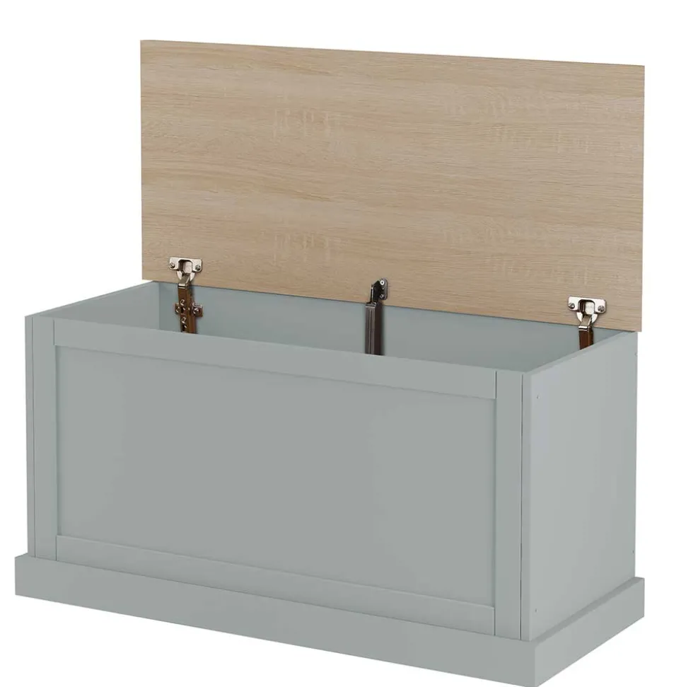 Landhaus Truhe in Grau mit Eiche - Rino