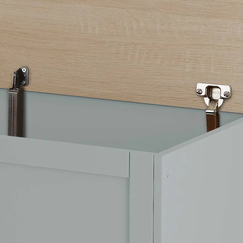 Landhaus Truhe in Grau mit Eiche - Rino