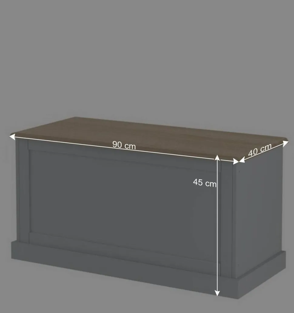 Landhaus Truhe in Grau mit Eiche - Rino