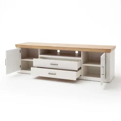 Landhaus TV Element in Weiß & Eichefarben - Samula
