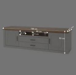 Landhaus TV Element in Weiß & Eichefarben - Samula