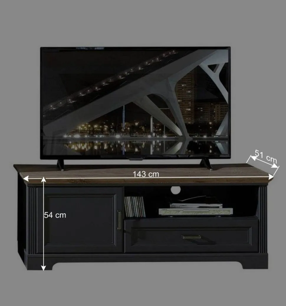 Landhaus TV Lowboard & Standvitrine - Thumbs (zweiteilig)