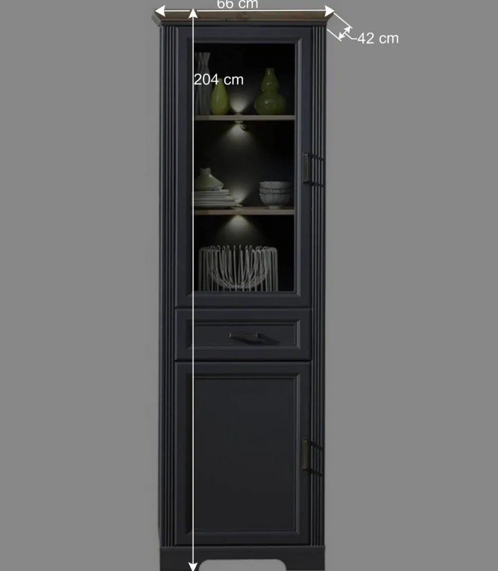 Landhaus TV Lowboard & Standvitrine - Thumbs (zweiteilig)