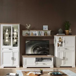 Landhaus TV Wohnwand Möbel Set - Sinolita (vierteilig)