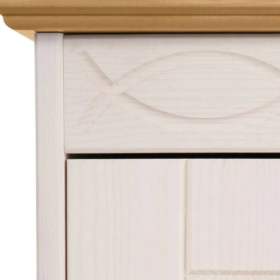 Landhaus TV-Board in Weiß und Kiefer Honig - Zentra