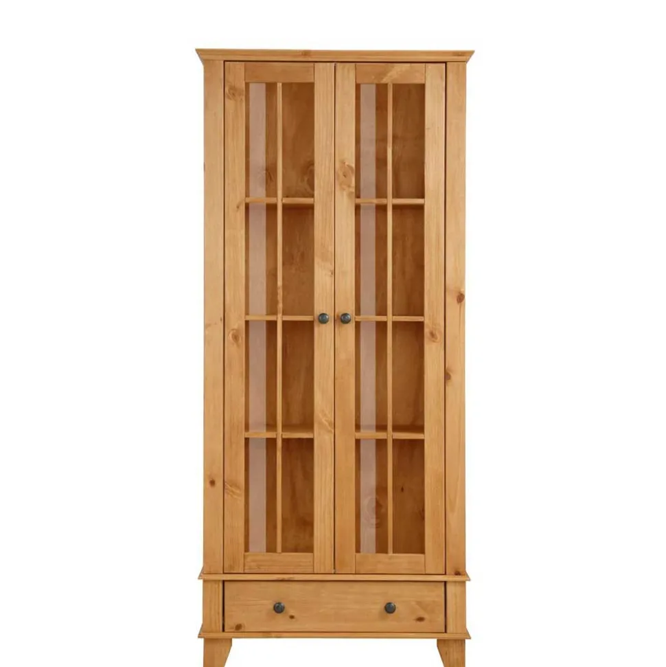 Landhaus Vitrine aus Kiefer Massivholz - Anyamie