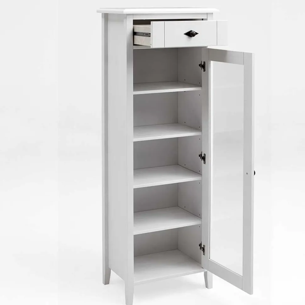 Landhaus Vitrine fürs Badezimmer in Weiß - Satumare