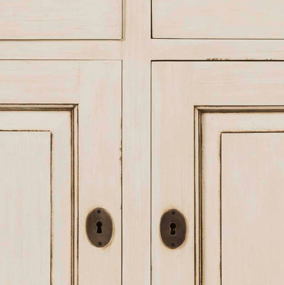 Landhaus Vitrine in Creme Weiß - Helsing