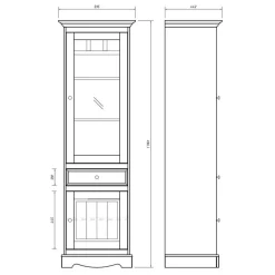 Landhaus Vitrine in Weiß lackiert - Indico