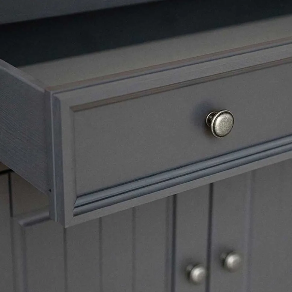 Landhaus Vitrinenschrank in Grau und Eiche - Witenga