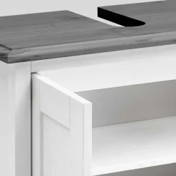 Landhaus Waschtischunterschrank in Weiß & Grau - Mirandesca