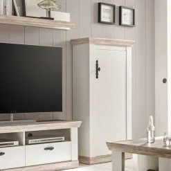 Landhaus Wohnmöbel Kombination Nedita in Weiß (vierteilig)