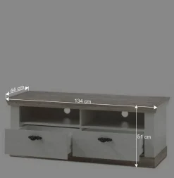 Landhaus Wohnmöbel Kombination Nedita in Weiß (vierteilig)