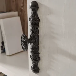 Landhaus Wohnmöbel Set mit Sideboard Nedita in Weiß mit Pinie Shabby (vierteilig)