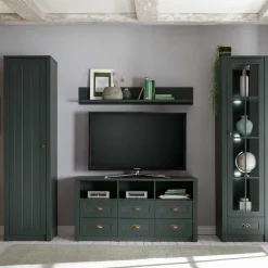 Landhaus Wohnwand in Dunkelgrün - Niestov (vierteilig)