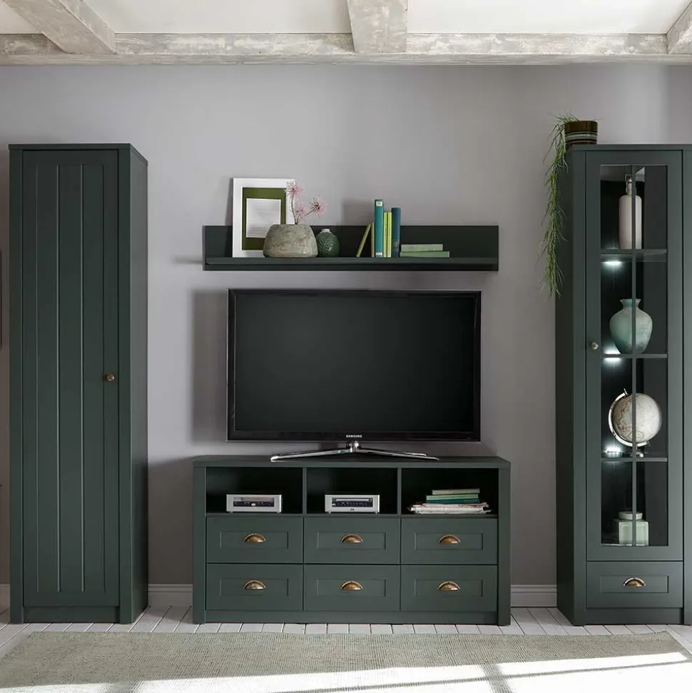 Landhaus Wohnwand in Dunkelgrün - Niestov (vierteilig)