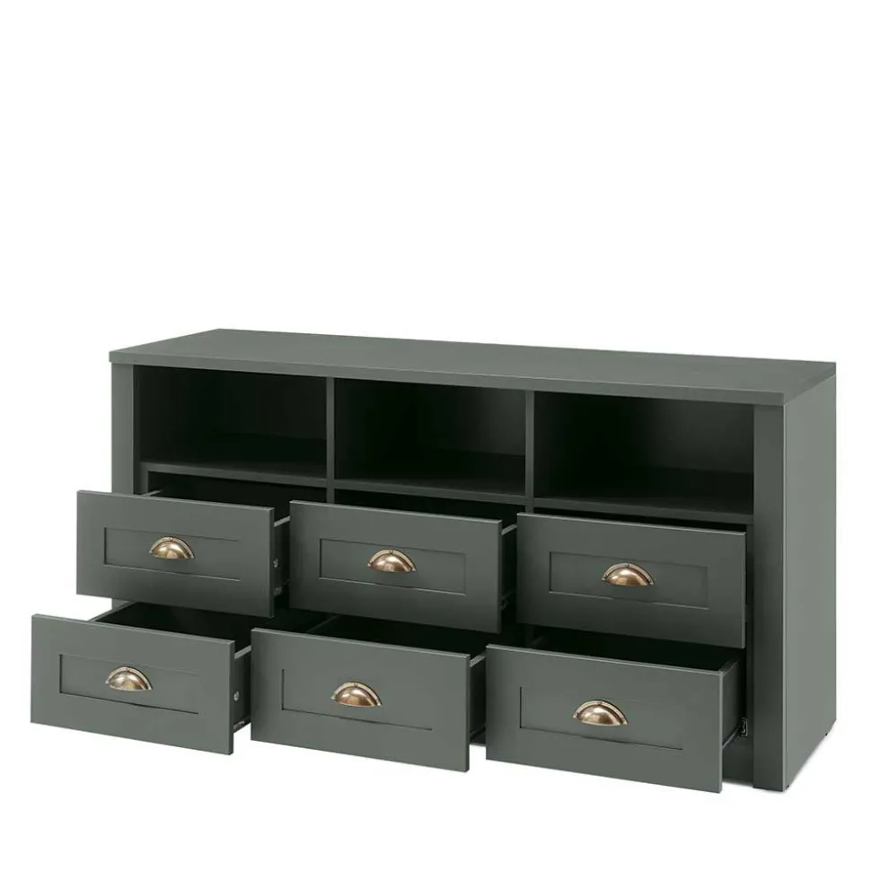 Landhaus Wohnwand in Dunkelgrün - Niestov (vierteilig)