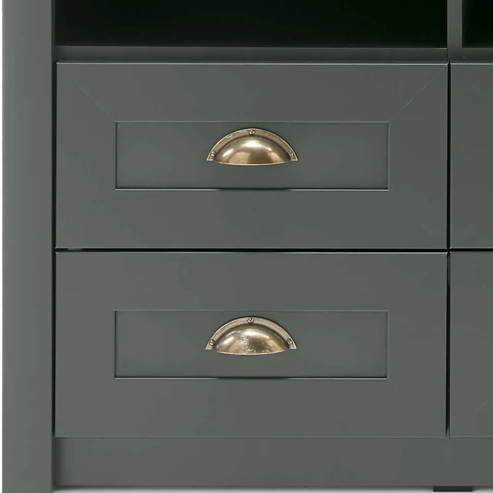 Landhaus Wohnwand in Dunkelgrün - Niestov (vierteilig)