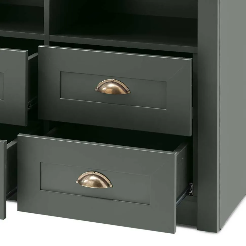 Landhaus Wohnwand in Dunkelgrün - Niestov (vierteilig)