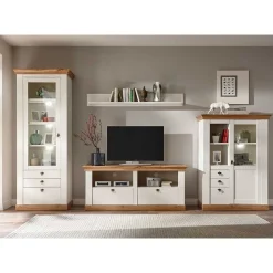 Landhaus Wohnzimmer Anbauwand Set - Diatara (vierteilig)