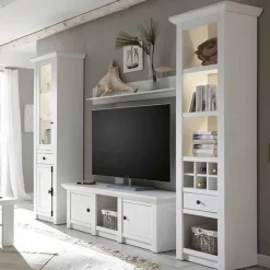 Landhaus Wohnzimmer Möbel in Weiß - Chelles (vierteilig)