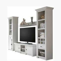 Landhaus Wohnzimmer Möbel in Weiß - Chelles (vierteilig)