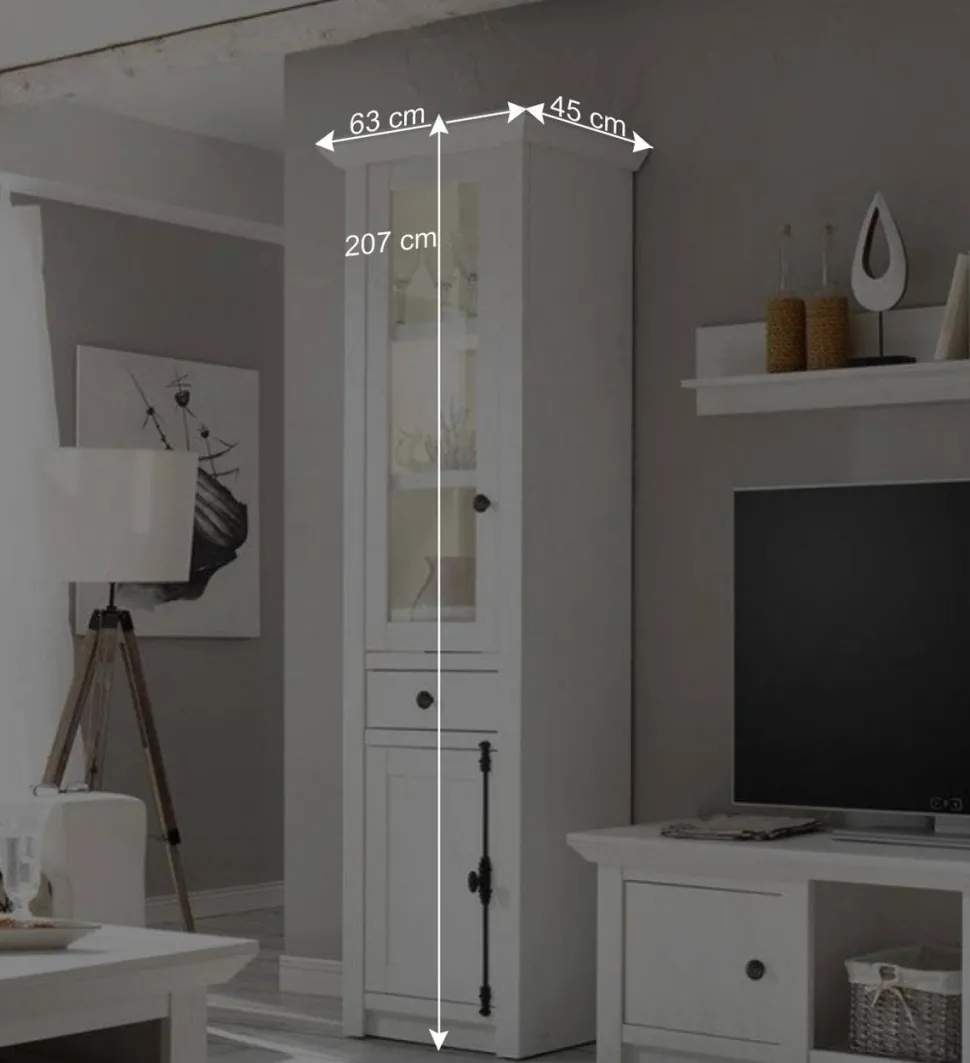 Landhaus Wohnzimmer Möbel in Weiß - Chelles (vierteilig)