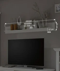 Landhaus Wohnzimmer Möbel in Weiß - Chelles (vierteilig)