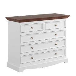 Landhauskommode in Weiß und Nussbaum - Manipur