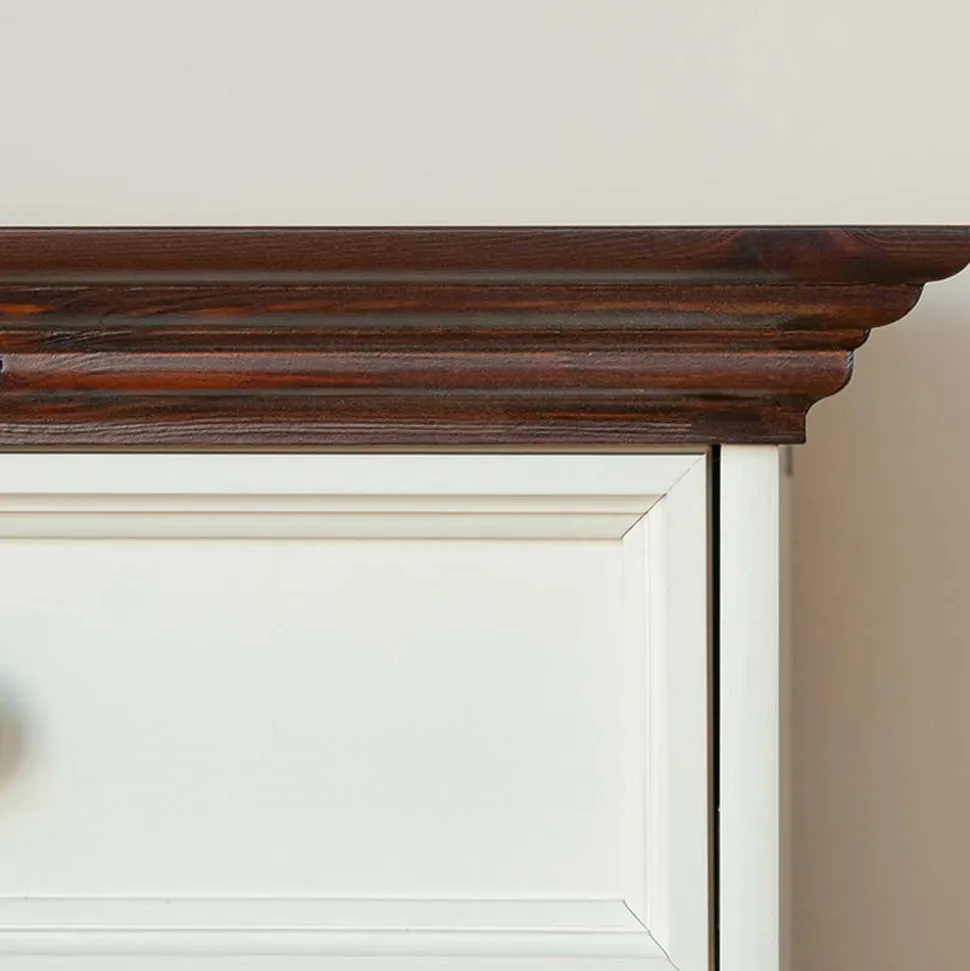 Landhauskommode in Weiß und Nussbaum - Manipur